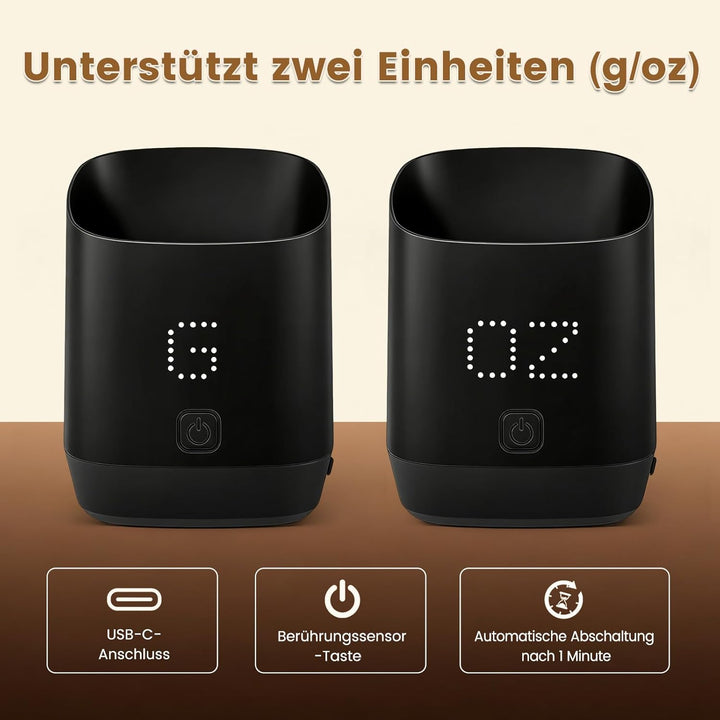 Kaffeewaage 500g/0,1g, Digitale Espresso Waage mit LED Display, Wiederaufladbare Feinwaage Kaffee mi
