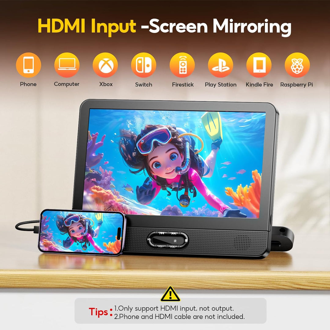 Arafuna 12 Zoll DVD Player Auto, Mirror Link, 1080p Auto Fernseher, DVD Player Auto Kinder Supporte