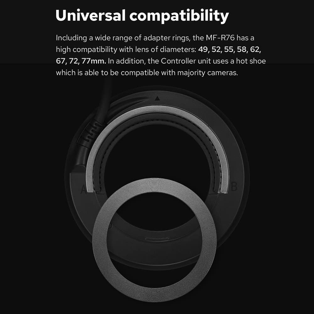 Godox MF-R76 Macro Ring Blitzlicht GN14 10 Stufen einstellbare Helligkeit mit 8 Stück Adapterring Gr