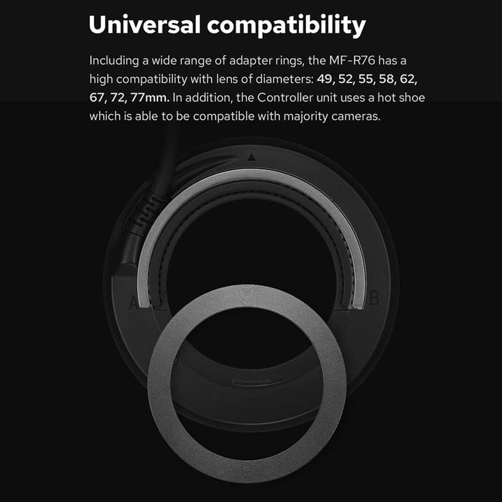 Godox MF-R76 Macro Ring Blitzlicht GN14 10 Stufen einstellbare Helligkeit mit 8 Stück Adapterring Gr