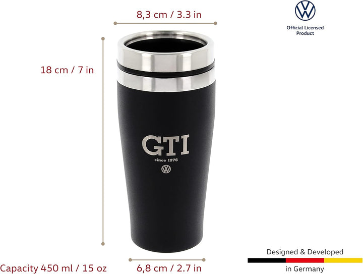 BRISA VW Collection - Volkswagen Isolierter Edelstahl Thermo-Becher im GTI Design (Doppelwandig/450m