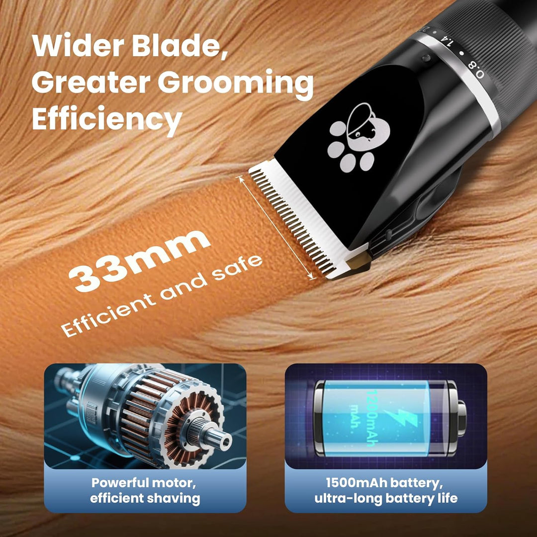 Hundeschermaschine, Hundepflegeset, 2-Gang-Geräuscharmes IPX5-wasserdichtes LED-Display, professione