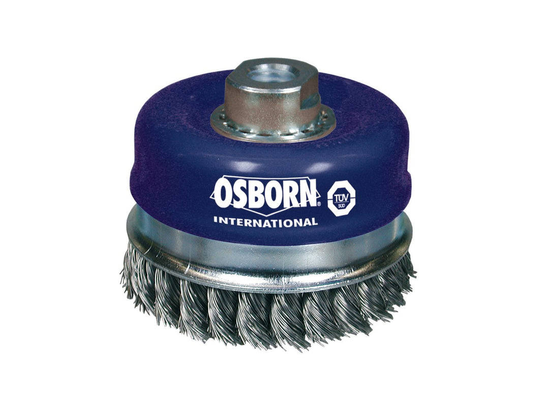 Osborn Topfbürste für Winkelschleifer 230 mm, Topfbürste D120 mm Gewinde M14x2,0 gezopfter Stahldrah