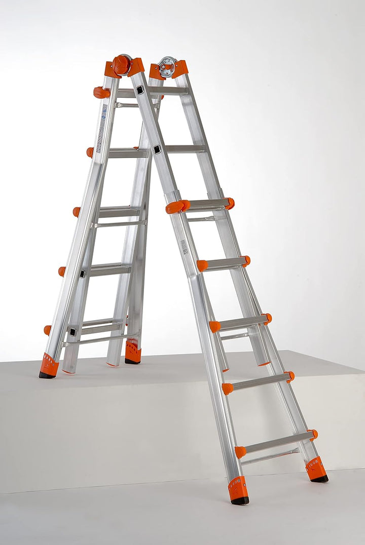 Gierre AL040 Teleskopleiter aus Aluminium EN131 (5+5), Schwarz 5 + 5, 5 + 5
