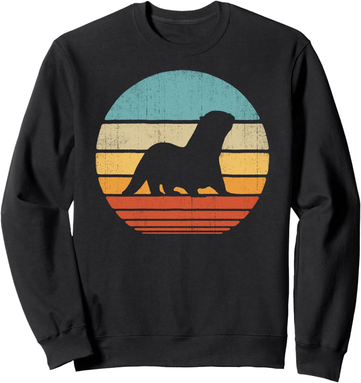 Otter Retro Vintage 60er 70er Jahre Sonnenuntergang Säugetier Männer Frauen Sweatshirt