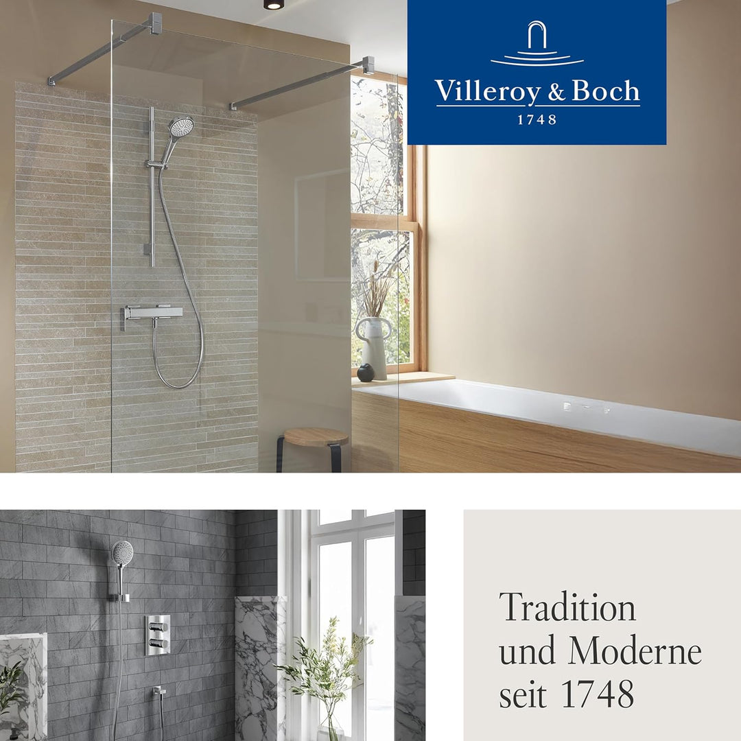 Villeroy &amp; Boch Verve Showers Duschkopf, Handbrause mit 3 Strahlarten auf Knopfdruck wechselbar, Eas