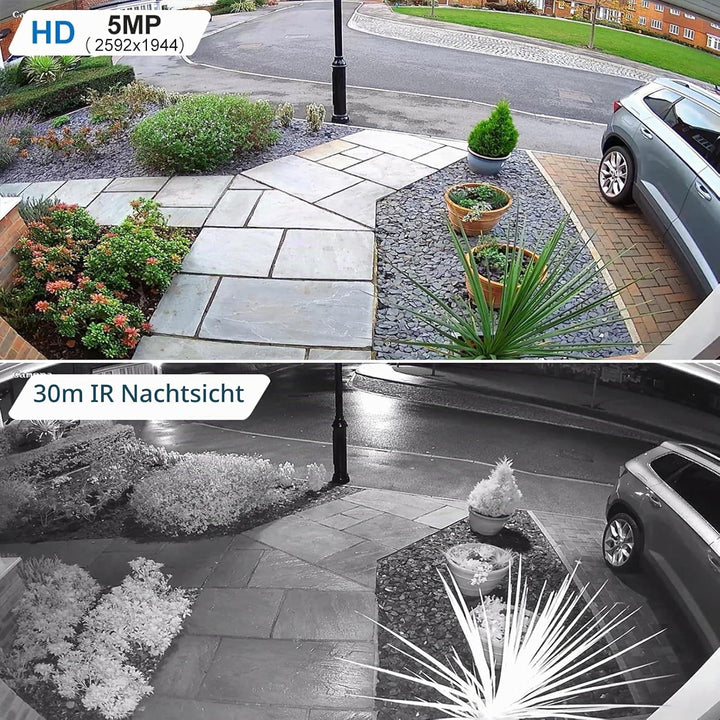Anpviz 5MP POE IP Kamera Outdoor, Dome Überwachungskamera Aussen | Personenerkennung, 30m IR Nachtsi