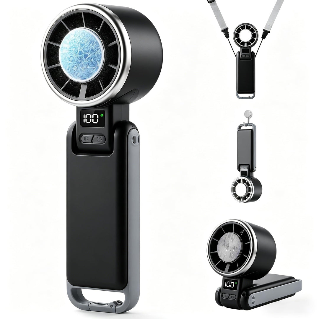 Tragbarer Handventilator, 5-Stufiger Wind, Turbo-Mini-Ventilator mit 4000 mAh Akku Aufladbar, Faltba
