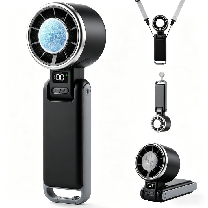 Tragbarer Handventilator, 5-Stufiger Wind, Turbo-Mini-Ventilator mit 4000 mAh Akku Aufladbar, Faltba
