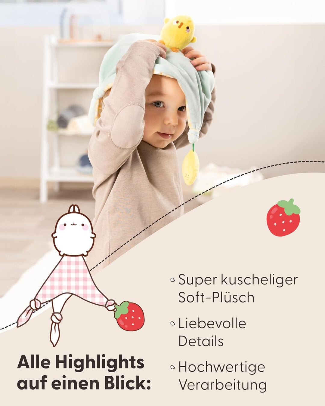 NICI MOLANG Kuscheltier 20 cm mit Schmusetuch Baby Einschlafhilfe - Niedliches Stofftier und Schnuff