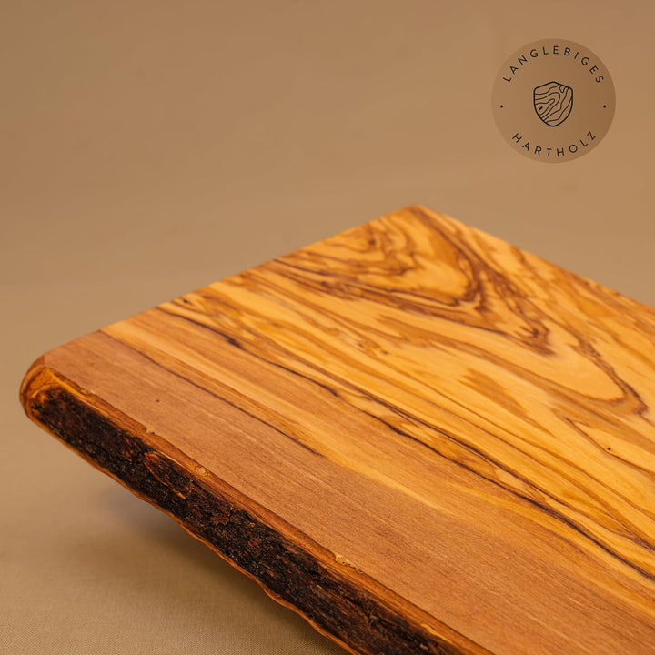 DAS OLIVENHOLZBRETT®, Olivenholz Schneidebrett/Massivholz Brotzeitbrett/Frühstücksbrett aus Holz/Oli