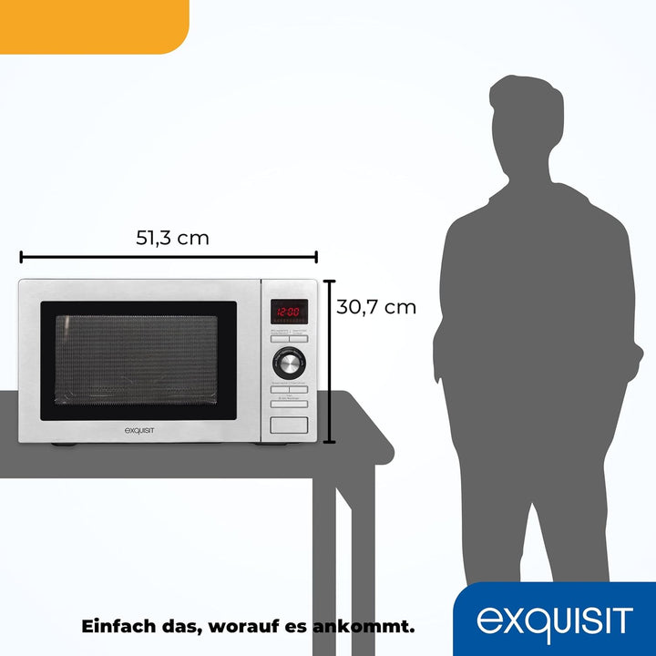 GGV Exquisit MW 9025H-3 25 Liter Mikrowelle+Grill+Heissluft Silber, 25 Liter Mikrowelle+Grill+Hei&amp;