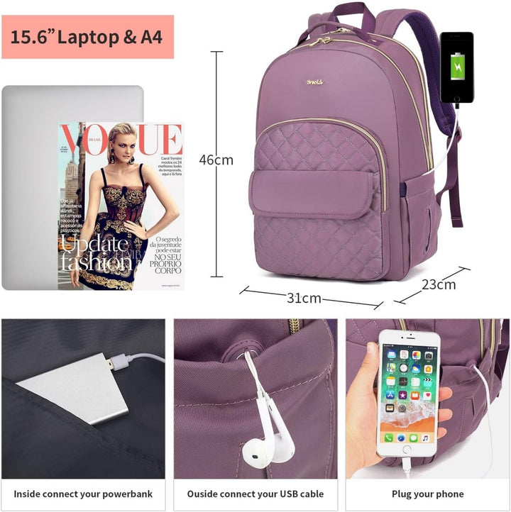 Rucksack Mädchen Teenager Rucksack Laptop Damen 15,6 Zoll,Rucksack Schule Schulranzen Frauen für Uni