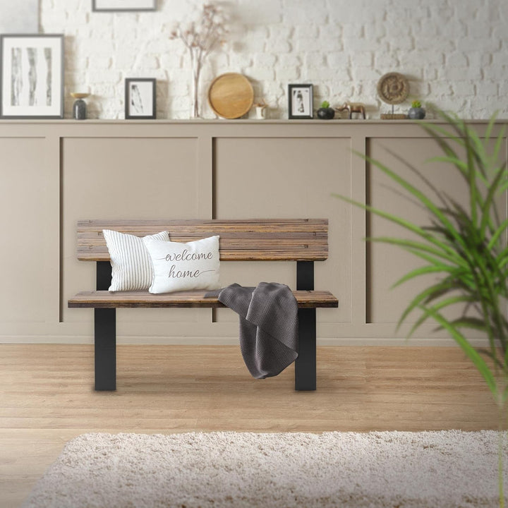 ML-Design 2 Stück Bankbeine aus Stahl massiv 40x78,5cm Schwarz Bankgestell aus Metall mit Rückenlehn