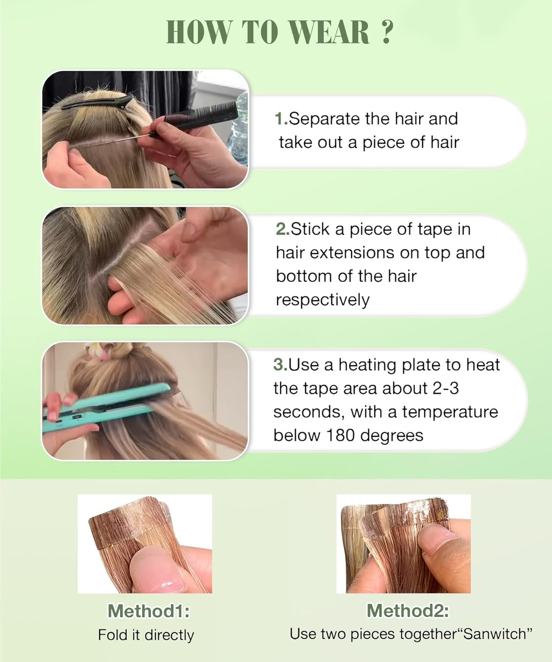 SURNEL Schwarz Unsichtbares Tape Extensions Echthaar 45cm Echthaar Extensions Tape 50Gramm Klebeband