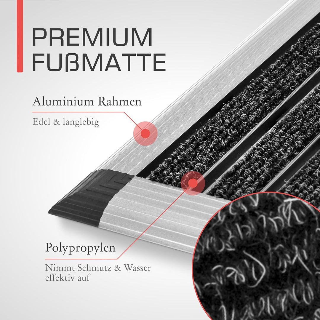 bomoe Fussabtreter Aussenbereich Alu Fussmatte 40x60 cm rutschfest Rostfrei AluGant Haustür Fussabtr
