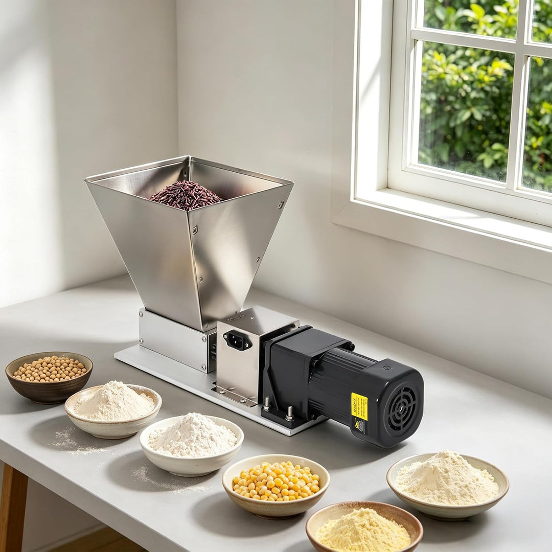 75W Elektrisch Kornquetsche Getreid Max. Kapazität 4L,Schleifrate 20kg/h | Flockenquetsche Edelstahl