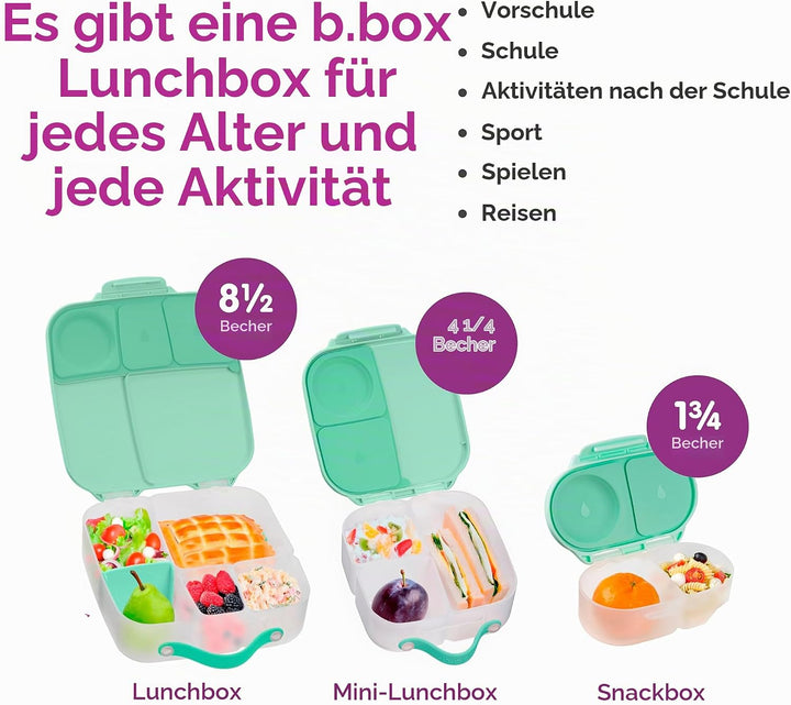 b.box Mini Brotdose | Bento-Box mit 3 Fächern (2 auslaufsicher) | Ideal für Kleinkinder, Kinderlunch