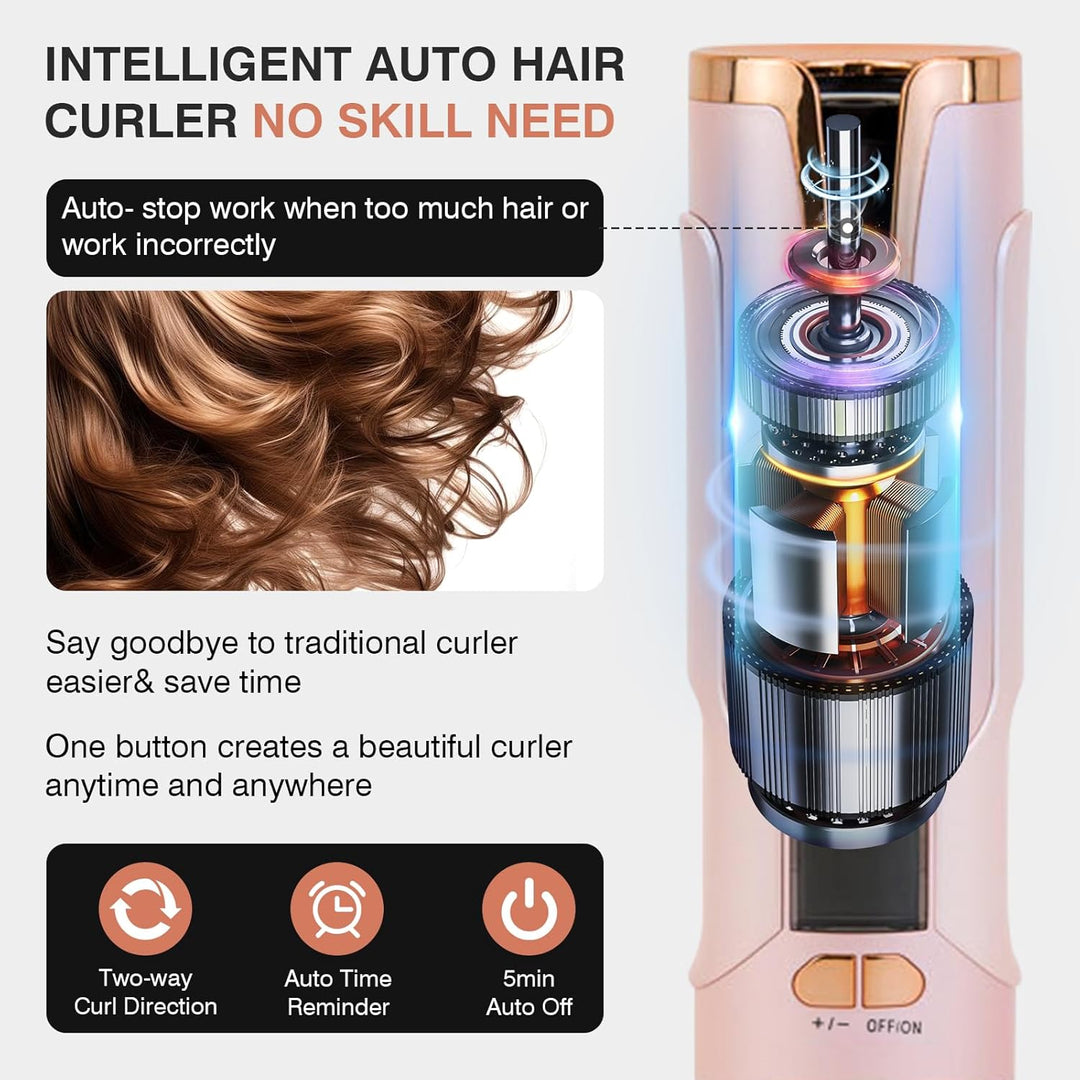 Automatischer Lockenstab, Tragbarer Kabelloser Automatischer Lockenstäbe Automatisch Rotierender Loc