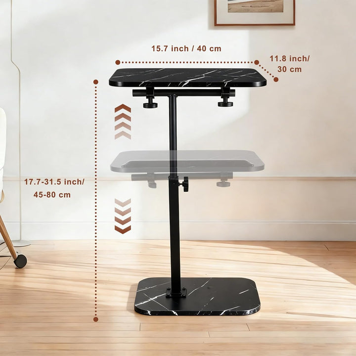 Beistelltisch, Sofa-Armlehnen-Tisch, TV-Tablett mit um 360° drehbarer und neigbarer Tischplatte, höh