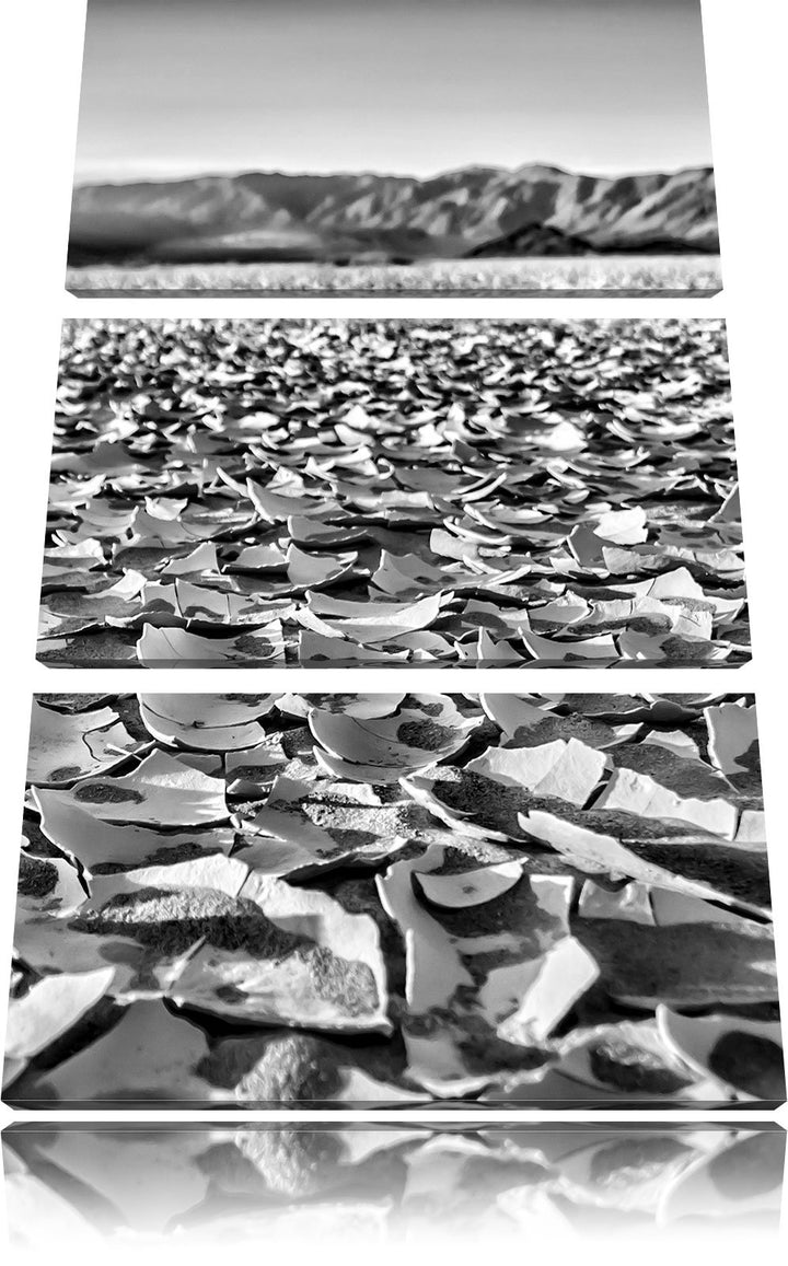 Pixxprint ausgetrockneter Boden als Leinwandbild/Grösse: 3 Teilig (120x80) cm/Wandbild/Kunstdruck/fe