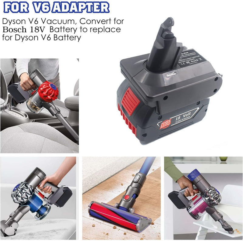 BTRUI für Dyson V6 Akku Adapter für Bosch 18V Lithium Akku, für Dyson V6 AbsoluteMotohead DC58 DC59