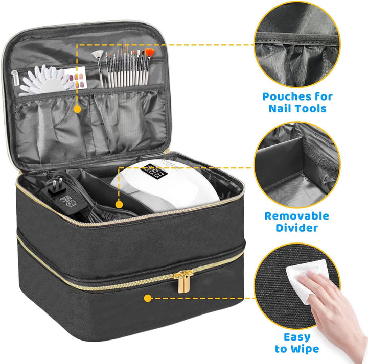 Nagellack Organizer Tasche, Doppelschicht Nagellack Aufbewahrung Box, Organizer Koffer für Nageldesi