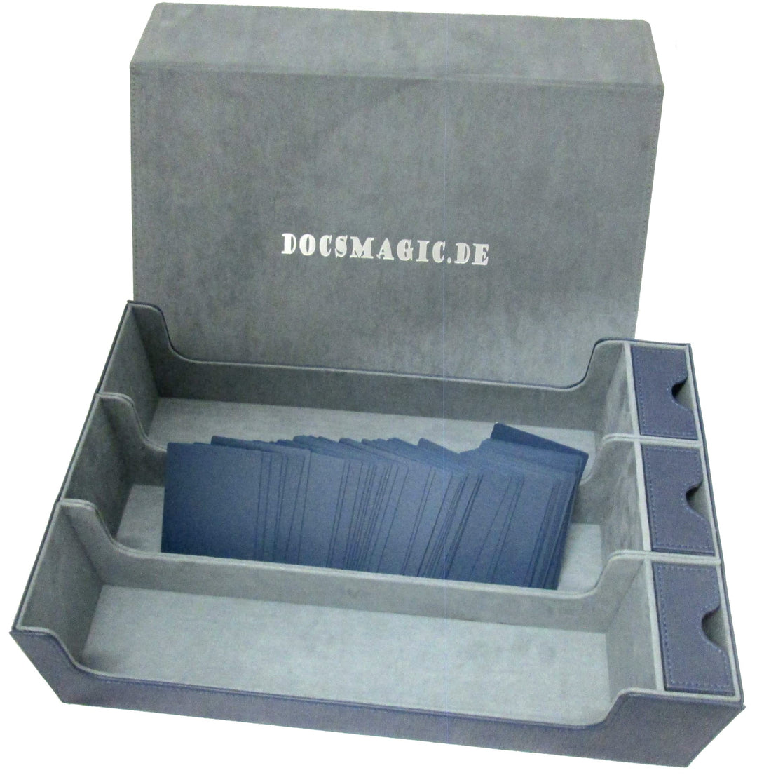 docsmagic.de Premium 3-Row Trading Card Storage Box Blue + Trays & Divider - MTG PKM YGO - Aufbewahr