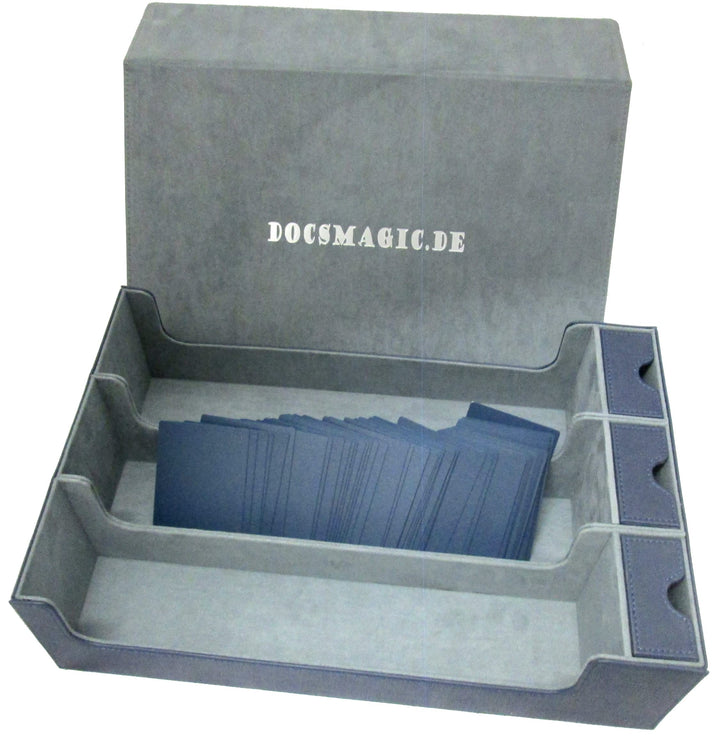 docsmagic.de Premium 3-Row Trading Card Storage Box Blue + Trays & Divider - MTG PKM YGO - Aufbewahr