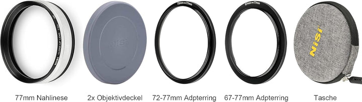 NiSi Nahlinse 77mm Close Up Lens Filter Kit - inkl 77 mm Close-up Linse, 72-77mm Adapterring, 67-77m