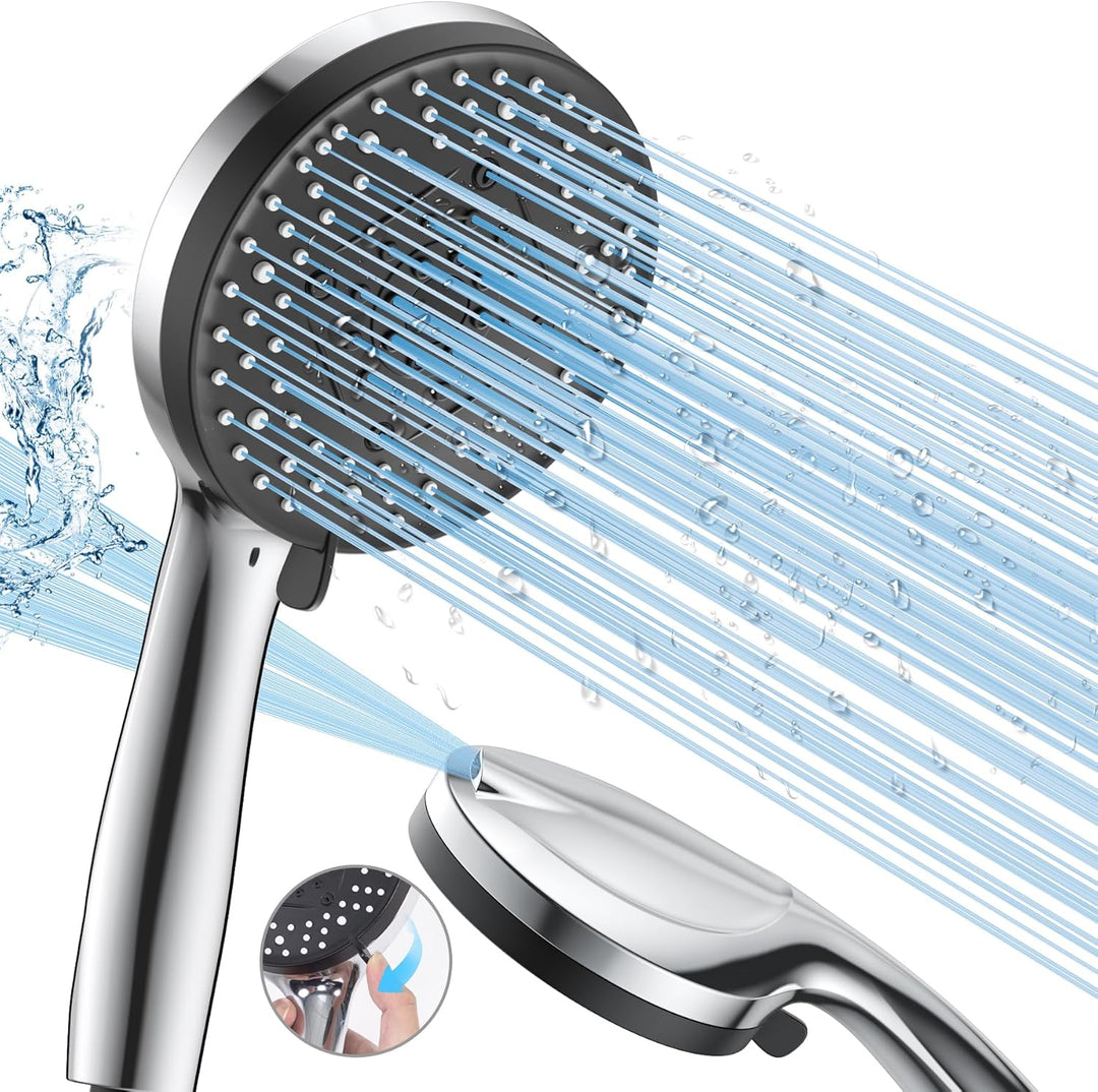 VOXON Duschkopf Wassersparend, Duschbrause mit 10 Strahlarten, Handbrause rund (130 mm), Grossem Reg