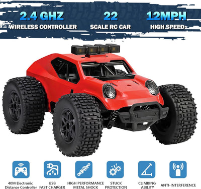 Kizeefun Ferngesteuertes Auto, 2.4Ghz 1/20 RC Auto Geländewagen 20 km/h Alle Gelände, Elektrisches S