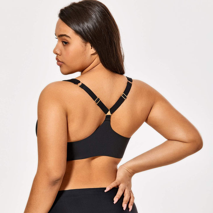 AISILIN Damen Vorderverschluss Racerback BH - Bügel, mit Leicht Gepolsterte 80C Schwarz, 80C Schwarz