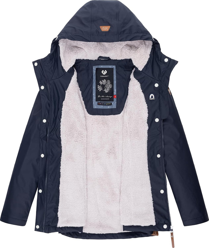 Ragwear Damen Winterjacke Kurze Regenjacke wasserdicht warm gefüttert mit Kapuze Marge XS-6XL S Navy