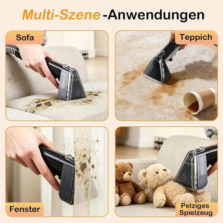 Dampfreiniger, 1700W Polsterreiniger Gerät, 3-in-1 Dampf- &amp; Heiss- &amp; Kaltwasserreinigung, 100°C Damp