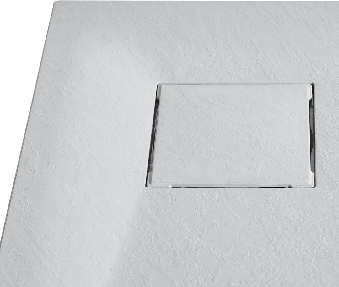 SMC Duschwanne mit Ablaufrinne 90x90 cm halbrund Steinoptik grau flach Paron