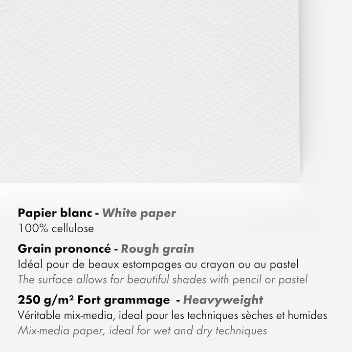 Clairefontaine 975052C PaintOn Mappe (mit 10 Bögen, 2 Körnungen, 250 g, hochqualitativ, 50 x 65 cm,