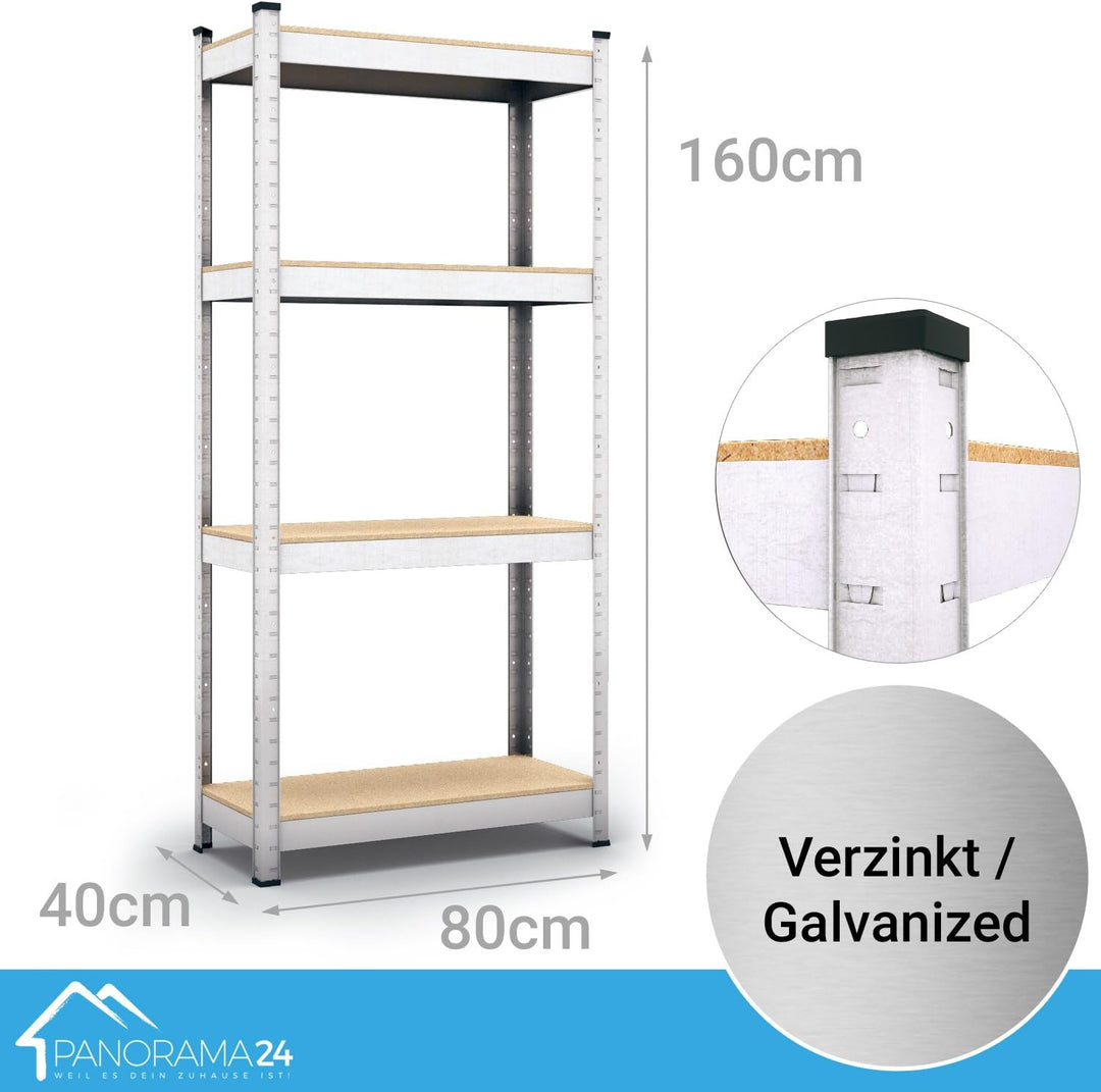 Panorama24 Lagerregal verzinkt belastbar bis 320kg - Masse: 160 x 80 x 40 cm, Regal Kellerregal Stec