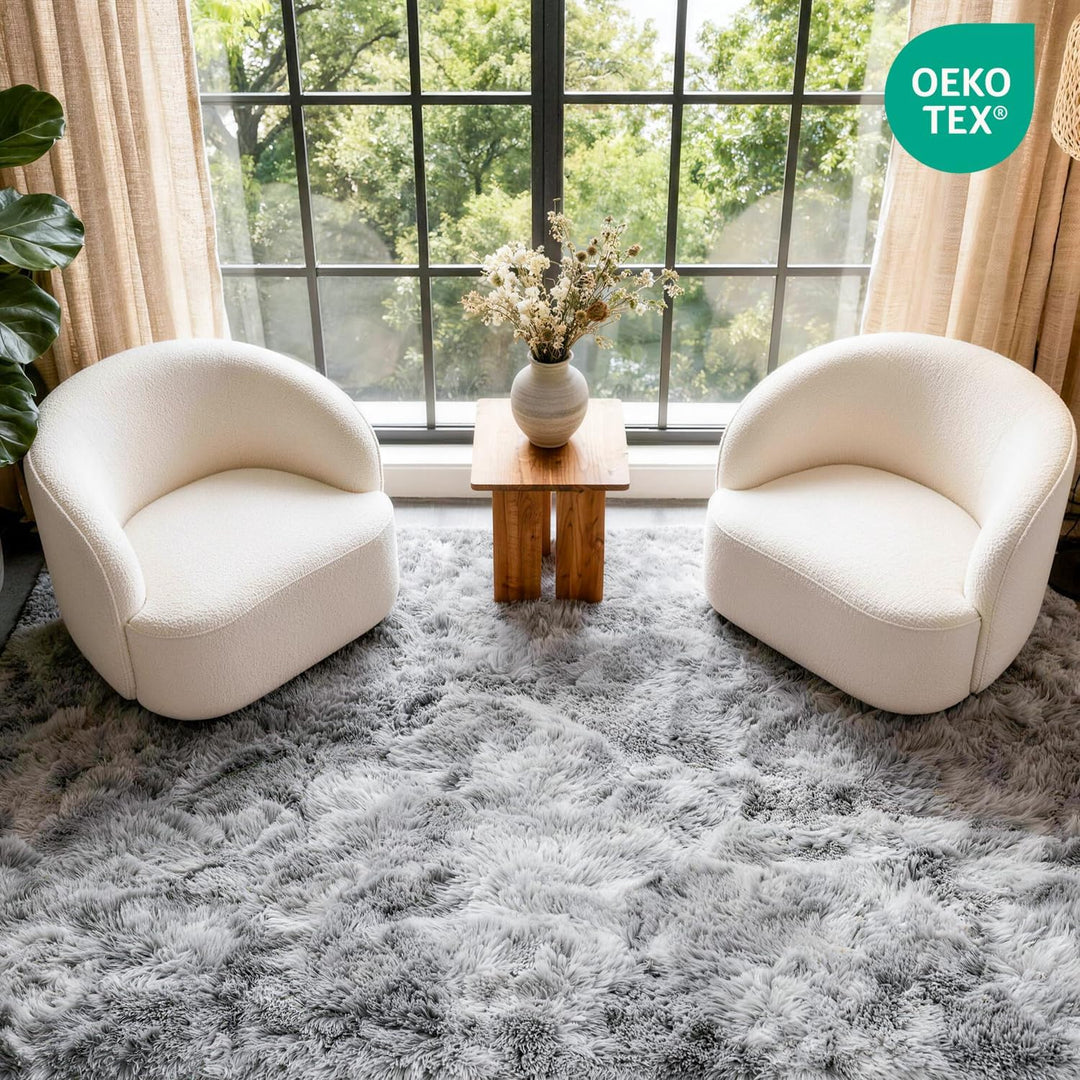 MARATIP Plüsch Teppich,Flauschiger Teppich Rund,grosse Grösse modernes Wohnzimmer,Kinder Mädchen,wei