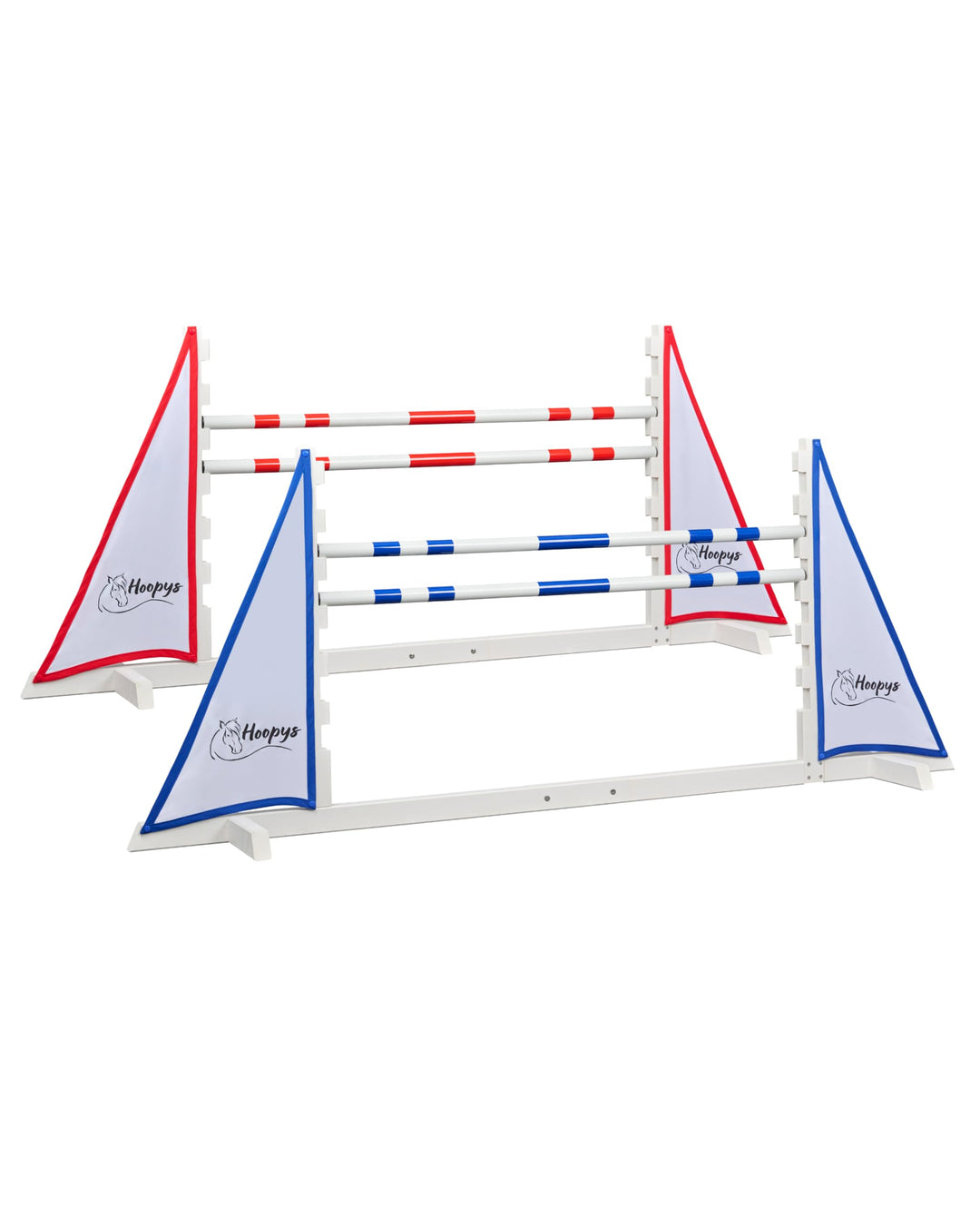 Hobby Horse Hindernisse - 2er-Set Sprunghindernisse - rot und blau - Steckenpferd Spielzeug für den