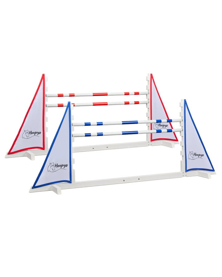 Hobby Horse Hindernisse - 2er-Set Sprunghindernisse - rot und blau - Steckenpferd Spielzeug für den