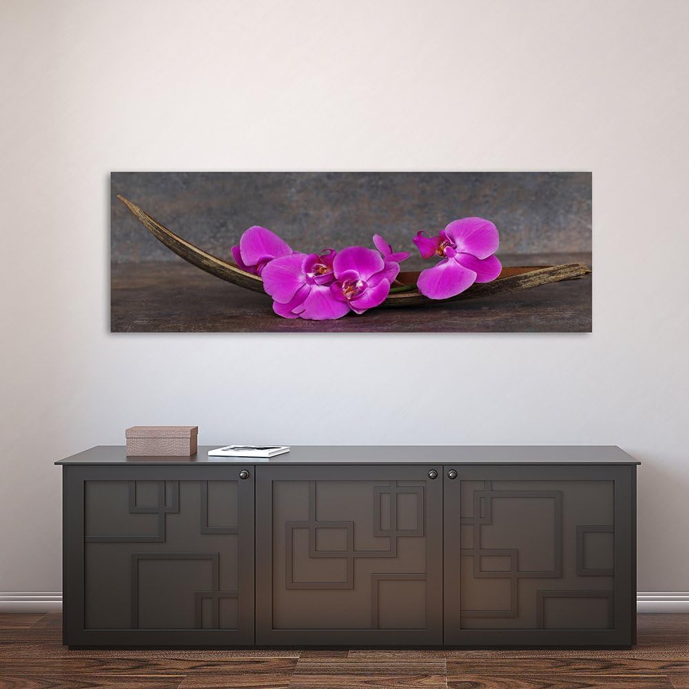 Feeby Frames, Leinwandbild, Bilder, Wand Bild, Wandbilder, Kunstdruck 60x150cm, BLUME, ORCHIDEE, ZEN