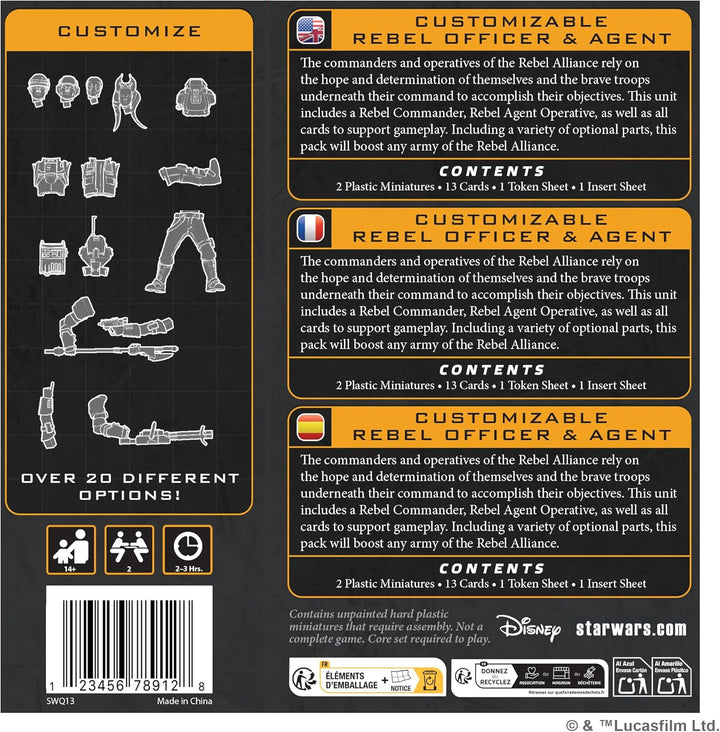 Asmodee, Star Wars: Legion – Customizable Rebel Officer & Agent, Erweiterung, Atomic Mass Games, Tab