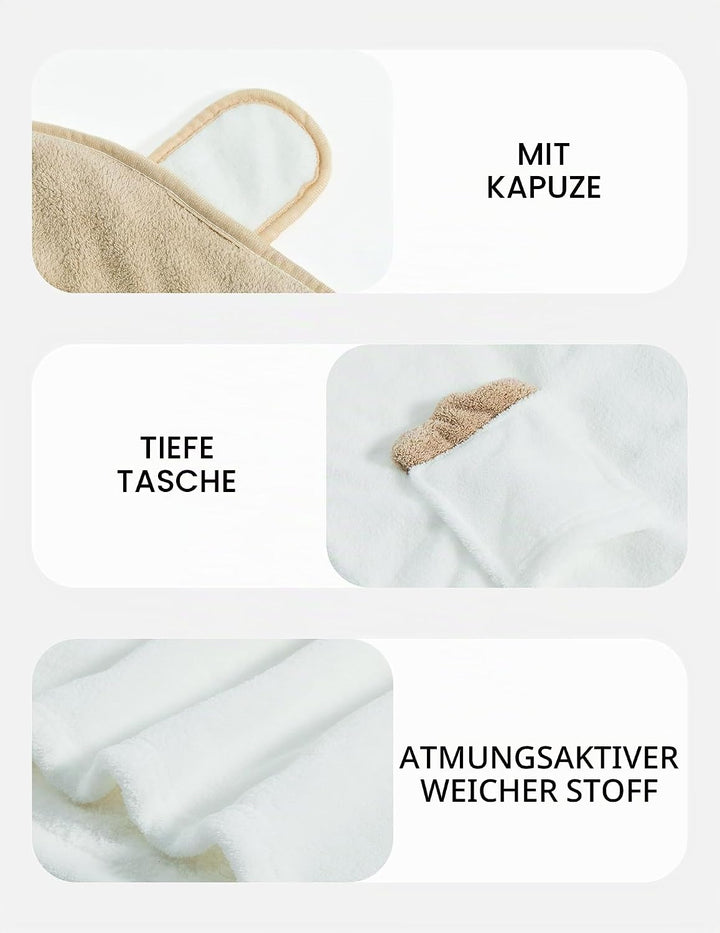 JiAmy Mädchen Bademäntel aus Coral Fleece Kuschelflanell Kuschelweiche Kinderhausmäntel Nachtwäsche