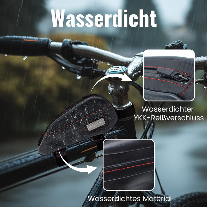RIDENOW Fahrradtasche Rahmentasche aus recycelten TPU-Schläuchen & Gummischläuchen, Schmale wasserdi