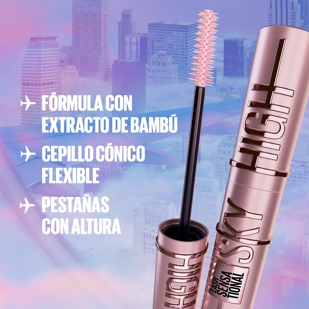 New York Schwarze Wimperntusche für extrem lange Wimpern, Lash Sensational Sky High Mascara, Very Bl