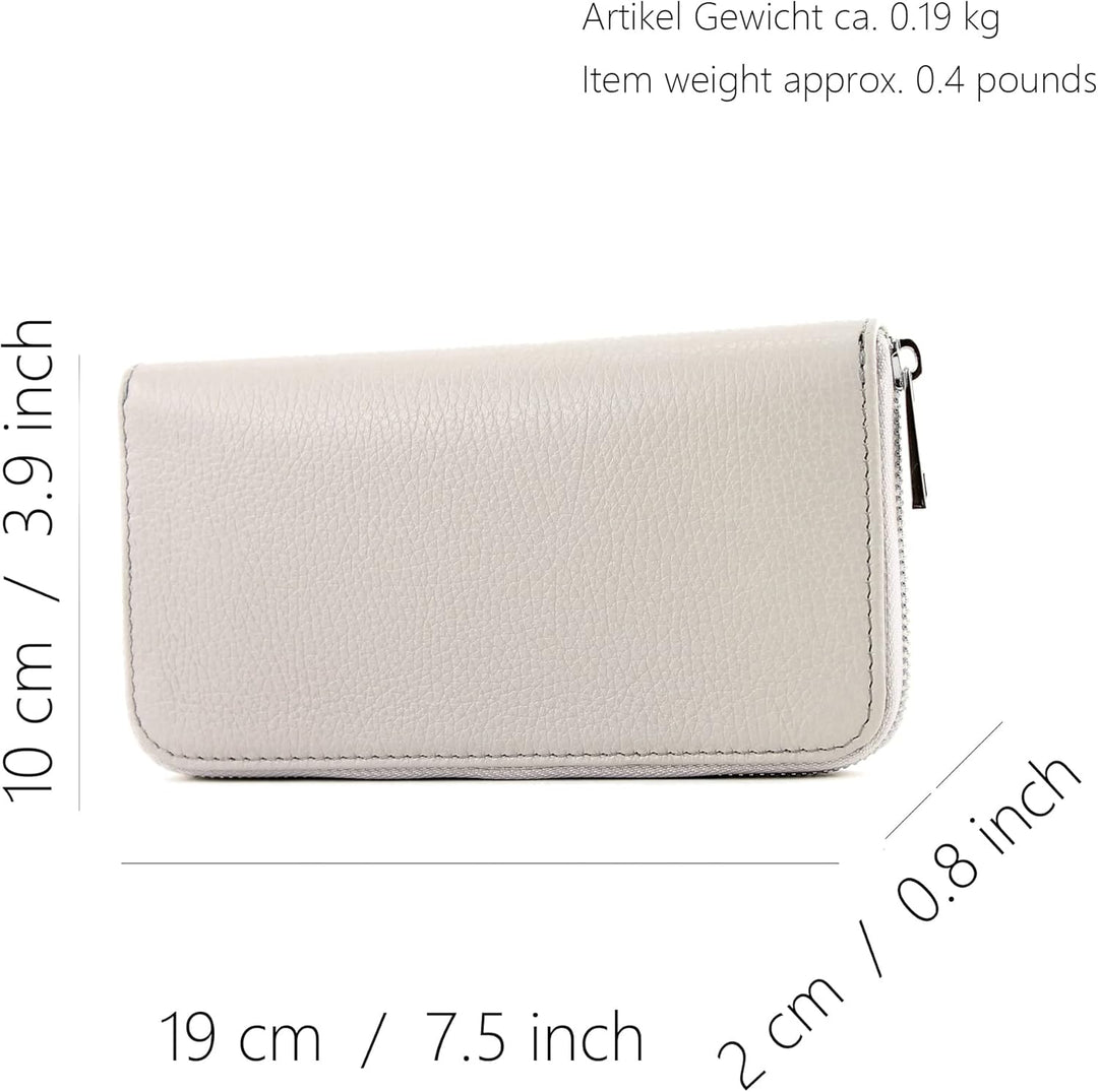 modamoda de - SILBER-P02 - ital. Damen Portemonnaie Echtleder lang, Farbe:Blume-01, Blume-01