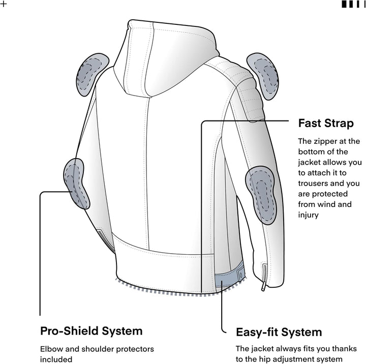 REBELHORN Impala Motorradjacke Herren | Leder | Ellbogen und Schulterprotektoren | Abnehmbare Kapuze