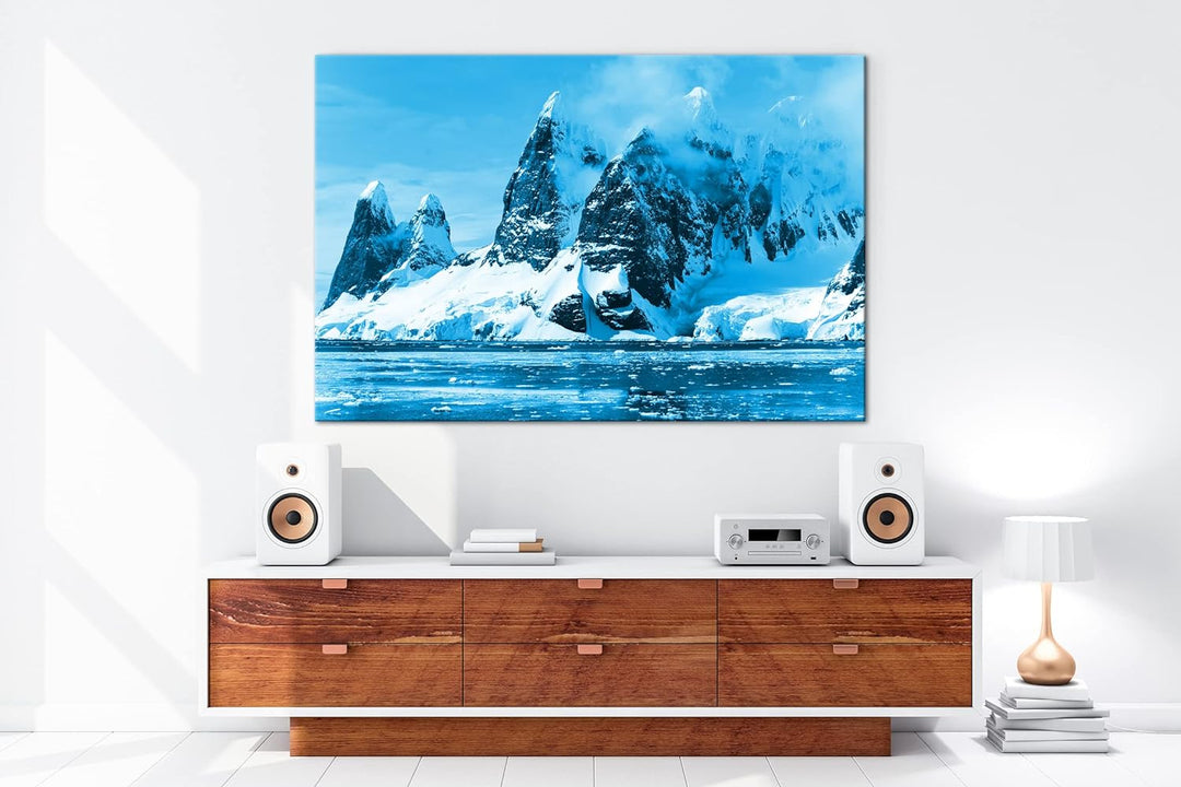 deyoli beeindruckende Berge in der Antarktika Format 80x60 Effekt: Monocrome Blau als Leinwandbild,