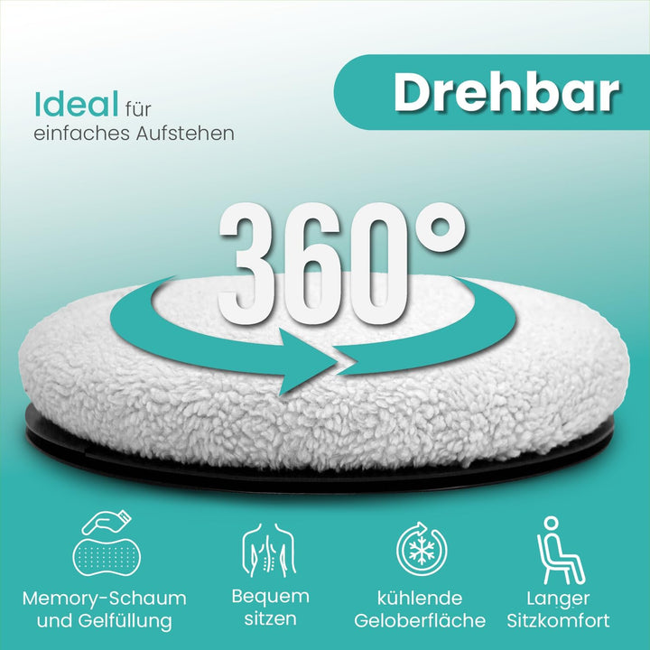 ELONEO Drehkissen für Autositz, Drehsitz für Senioren, Einstiegshilfe/Ausstiegshilfe, Inkl. Zusatzbe